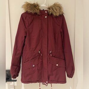H&M Jacket with Removable Hood - Burgundy - Size 2
